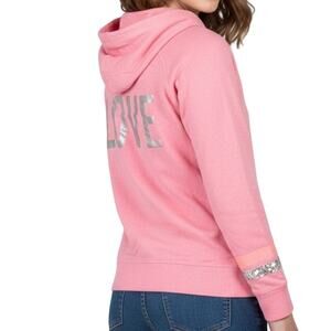 Victoria’s Secret Vintage Y2K Pink Sequin LOVE Hoodie Womens Small